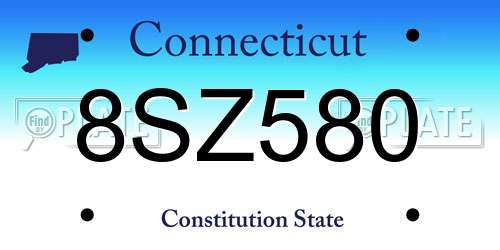 8SZ580 Connecticut License Plate