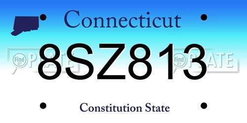 8SZ813 Connecticut License Plate
