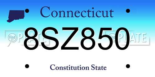 8SZ850 Connecticut License Plate
