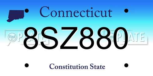 8SZ880 Connecticut License Plate