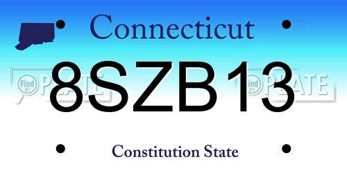 8SZB13 Connecticut License Plate