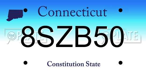 8SZB50 Connecticut License Plate