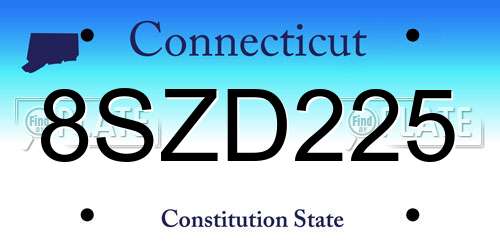 8SZD225 Connecticut License Plate