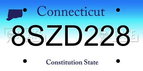 8SZD228 Connecticut License Plate
