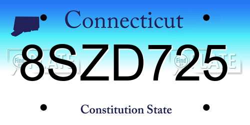 8SZD725 Connecticut License Plate