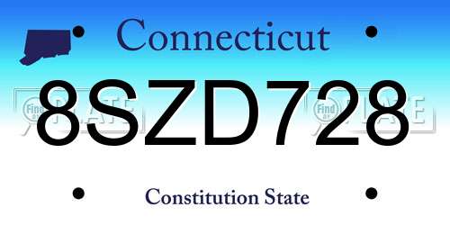 8SZD728 Connecticut License Plate