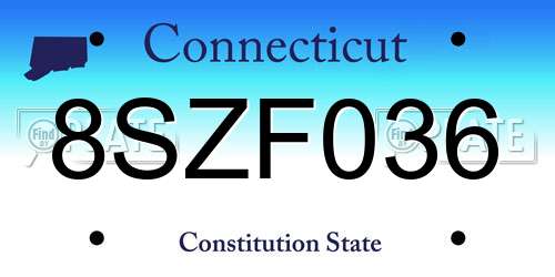 8SZF036 Connecticut License Plate