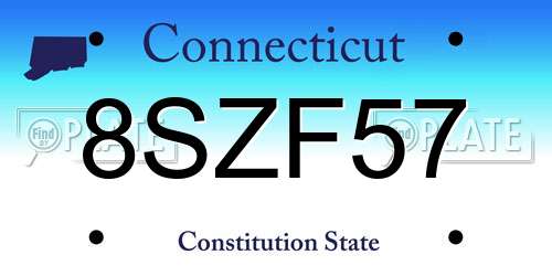 8SZF57 Connecticut License Plate