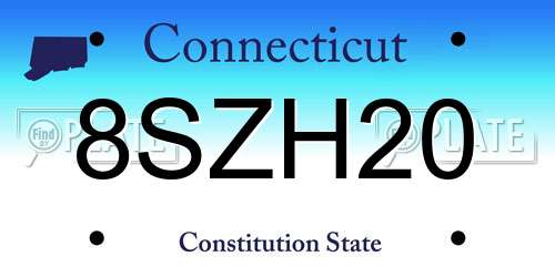 8SZH20 Connecticut License Plate