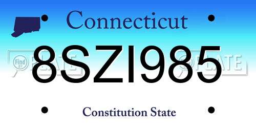 8SZI985 Connecticut License Plate