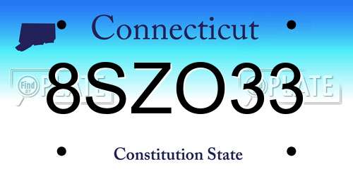 8SZO33 Connecticut License Plate