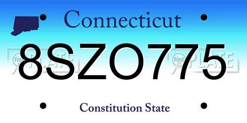 8SZO775 Connecticut License Plate