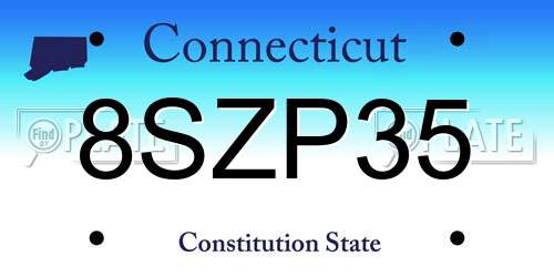 8SZP35 Connecticut License Plate