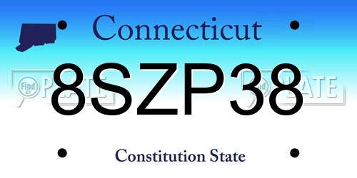 8SZP38 Connecticut License Plate