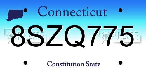 8SZQ775 Connecticut License Plate