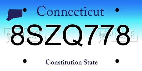 8SZQ778 Connecticut License Plate