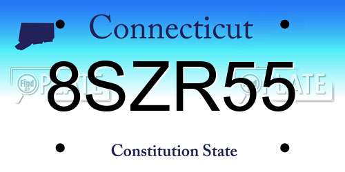 8SZR55 Connecticut License Plate