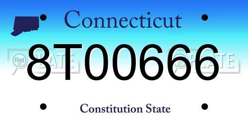 8T00666 Connecticut License Plate