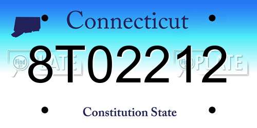 8T02212 Connecticut License Plate