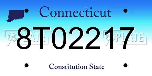 8T02217 Connecticut License Plate