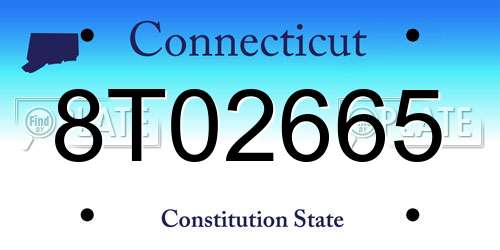 8T02665 Connecticut License Plate