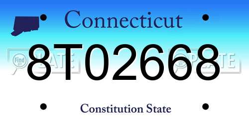 8T02668 Connecticut License Plate