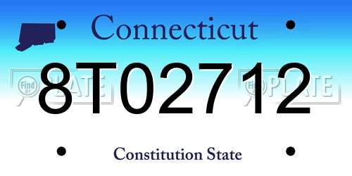 8T02712 Connecticut License Plate