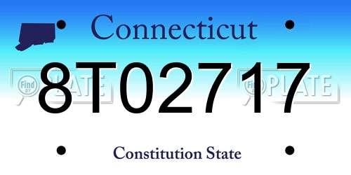 8T02717 Connecticut License Plate