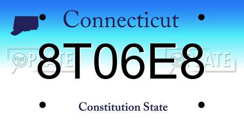 8T06E8 Connecticut License Plate