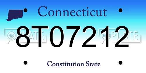 8T07212 Connecticut License Plate