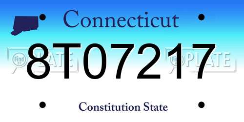 8T07217 Connecticut License Plate