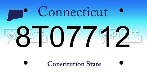 8T07712 Connecticut License Plate