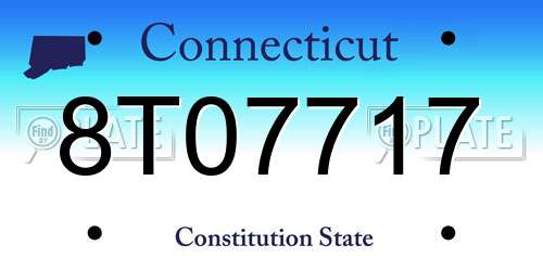 8T07717 Connecticut License Plate
