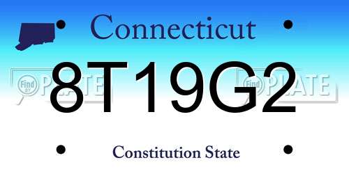 8T19G2 Connecticut License Plate