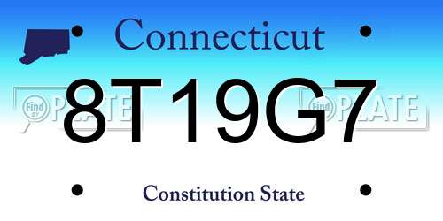8T19G7 Connecticut License Plate