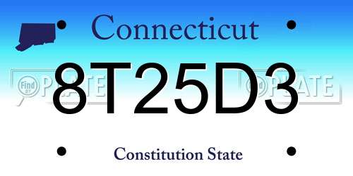 8T25D3 Connecticut License Plate