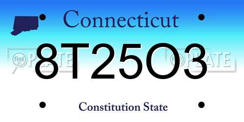 8T25O3 Connecticut License Plate