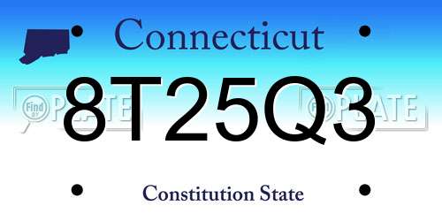 8T25Q3 Connecticut License Plate