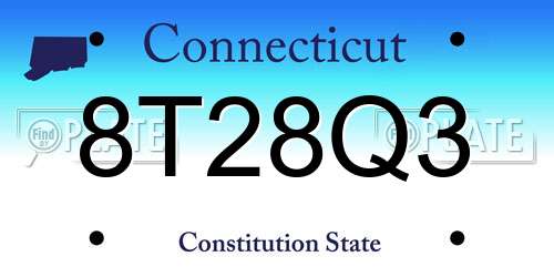 8T28Q3 Connecticut License Plate