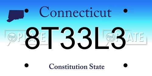 8T33L3 Connecticut License Plate
