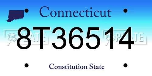 8T36514 Connecticut License Plate