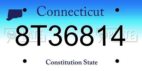 8T36814 Connecticut License Plate