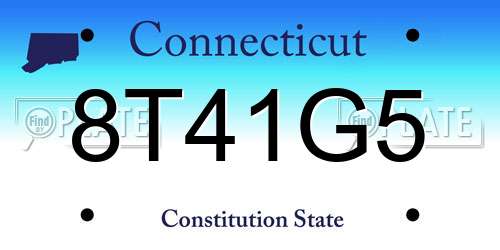 8T41G5 Connecticut License Plate