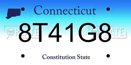8T41G8 Connecticut License Plate