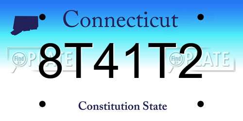 8T41T2 Connecticut License Plate