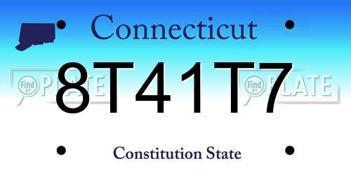 8T41T7 Connecticut License Plate