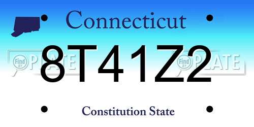 8T41Z2 Connecticut License Plate