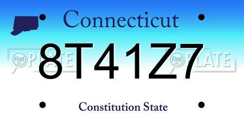 8T41Z7 Connecticut License Plate