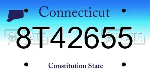 8T42655 Connecticut License Plate