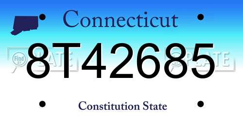 8T42685 Connecticut License Plate
